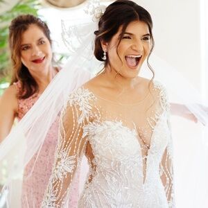 Wedding dress with long train